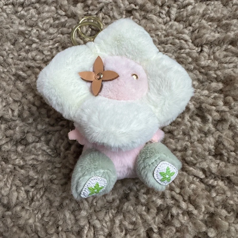 Sunflower Fluffy Plush Keychain/ Bag Charm‎ with Flower Accent